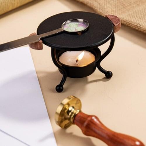 New Durable Retro Tripod Fire Paint Wax Melting Wax Tripod Furnace Included Wood Handle Sealing Wax Spoon