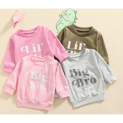 1-4Y Autumn Children Kids Casual Sweatshirts Toddler Boys Girls Letter Print Pullovers Long Sleeve Hoodies Sweatshirts Tops