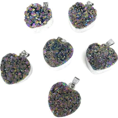 New 1PC Natural Stone Heart-shaped Agates Pendant Necklace Charms Pendant for Jewelry Making DIY Necklace Size 22x30mm