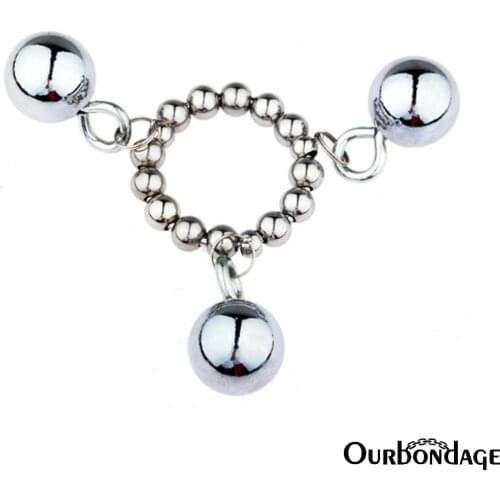 Ourbondage 2 Size Stainless Steel Beads Ball Ring Stretcher Scrotum Pendant Restraint Ball Weighter Traning For Men Gay Sex Toy