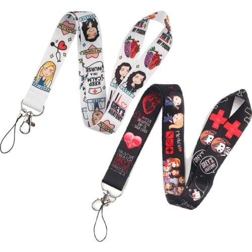20pcs Greys Anatomy Neck Strap Lanyards ID badge card holder keychain Mobile Phone Strap Gift Ribbon webbing necklace