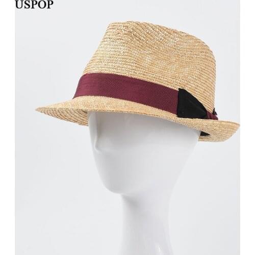 USPOP New Summer Straw Hats For Men Lace-up Fashion Bow Straw Fedoras Beach Hats