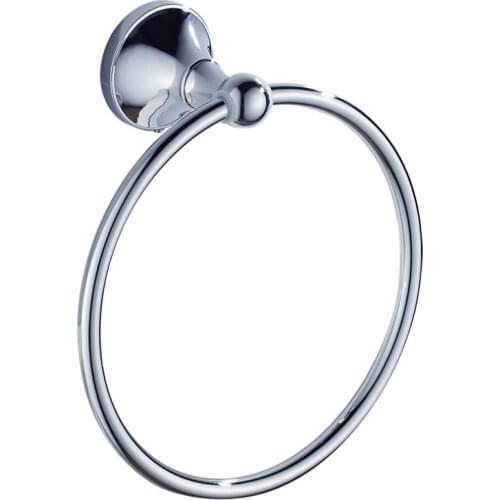 Modern Pure Chrome Towel Ring Towel Holder Brass Round Wall-Mounted Towel Rack Bathroom Accessories Home Decoration