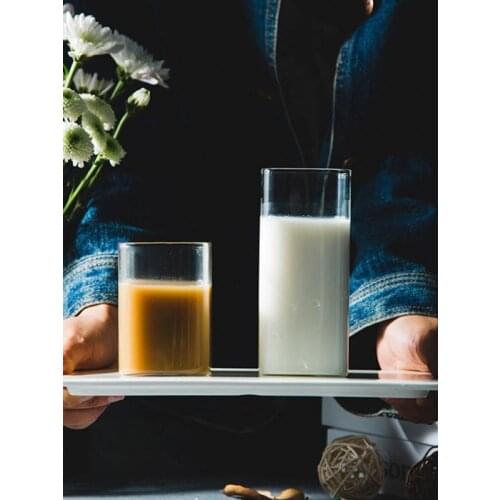 250ml/370ML Milk Tea Juice Glass Cup Coffee Mug Wine SquareTransparent Glass Drink Cup High Borosilicate Glass Drinkware