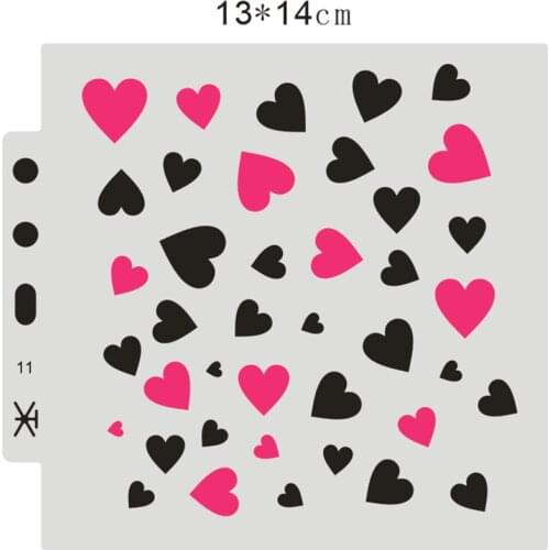 13*14cm Sweet heart scrapbook stencils spray plastic mold shield DIY cake hollow Embellishment printing lace ruler valentine