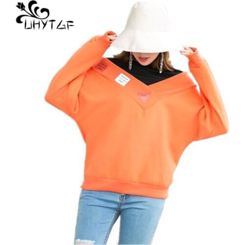 UHYTGF Womens Long Sleeve 4XL Plus size Women Sweatshirts Female Jumper Tops Ladies Tracksuits Streetwear Clothes X624