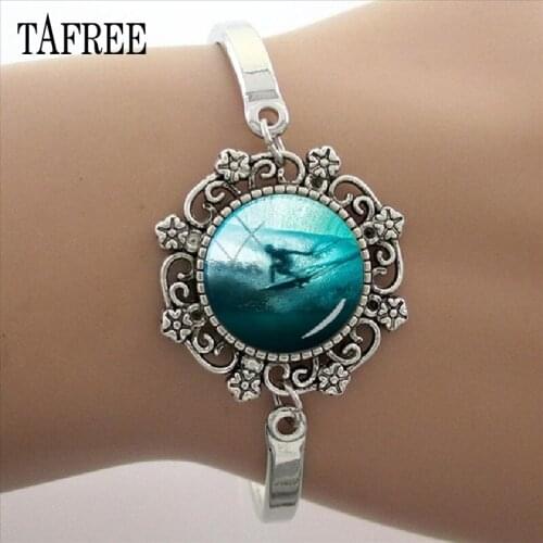 TAFREE High quality surfing Photo bracelet Lace bangle Handmade bangle Minimalist Surf Ocean Wave Jewelry Bracelet women SF05