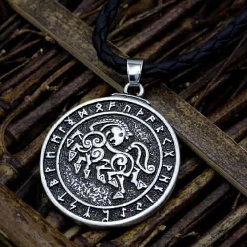 Youe shone Norse Viking Warrior Horse Sleipnir Pewter Chain Necklace Pendant