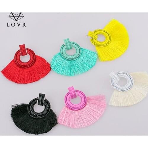 LOVR 2019 New Fashion Beautiful Bohemian Statement Big Tassel Drop Earrings for Women Fringe Handmade Dangle Earring Jewelry