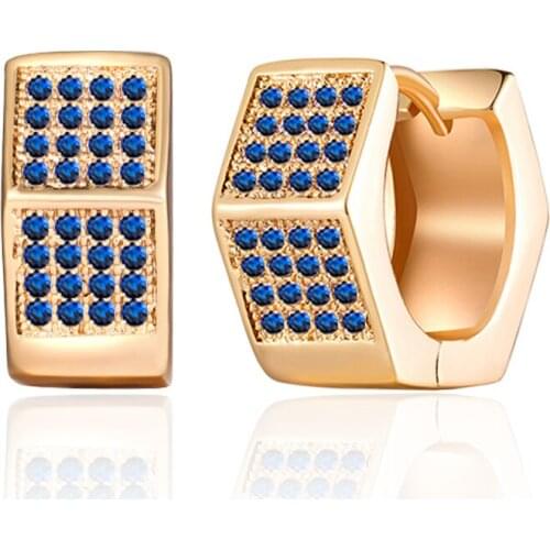 Luxury Colorful AAA Cubic Zirconia Hexagon Stud Earrings Gold Silver Color Wild CZ Earrings for Women Wedding Party Jewelry Gift