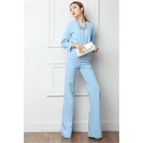 2018 Women Jumpsuit Romper Half Sleeve O Neck Casual Playsuit Overalls Ladies Wide Leg Loose Blue Yellow Purple Playsuit
