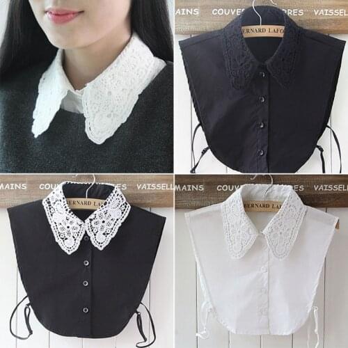 Shirt Fake Collar White & Black Tie Vintage Detachable Collar False Collar Lapel Blouse Top Women Clothes Accessories