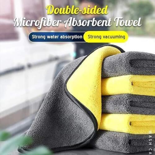 1/4PCS Double-sided Microfiber Absorbent Towel Car Wash Pet Cleaning Towel Cloth