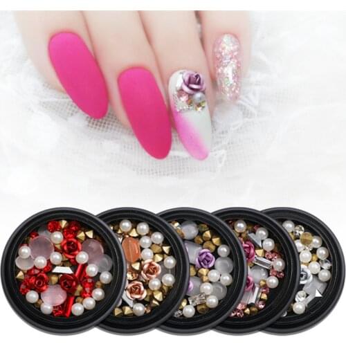 Nail Rhinestones Rose Jewelry Glass Gems Charming Mix Crystal Nail Art Decorations Gel Glitter Charms 3D Nail Accessories