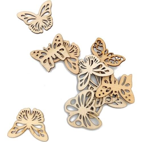 10pcs 2inch Butterfly Shape Wooden Gift Tags Hanging Embellishments Ornaments DIY Craft Favor Labels Wedding Decor