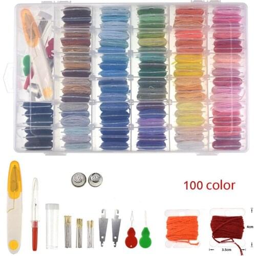 100/96 Colors Scissors Embroidery Thread Knitting Sewing Tool KitCross Stitch Kits Craft Kit With Threader Needles Storage Box