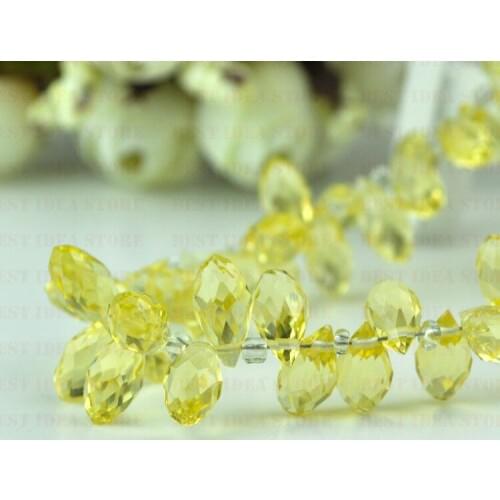 100pcs 6x12mm Yellow Color Briolette Pendants Waterdrop Crystal Glass Jewelry Loose Teardrop Beads DIY
