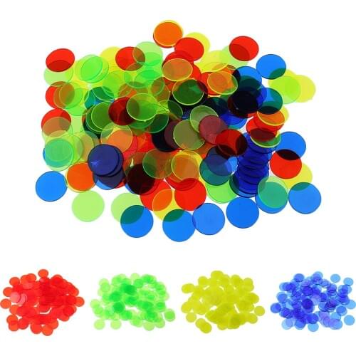 100pcs Clear Color Translucent Bingo Chips 3/4 Inch for Classroom and Carnival Bingo Poker Game Cards Accs