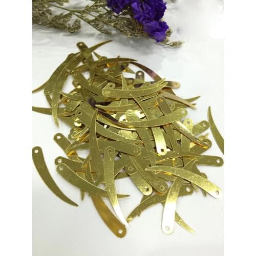 1000pcs Chilli Ivory Shape Sequins 5*32mm PVC Flat Paillette Children DIY Decoration 1 Hole Light Gold Confetti