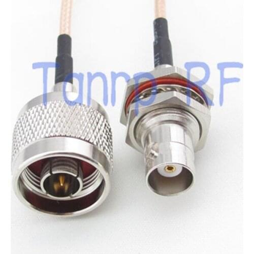 2PCS 20INCH N male to BNC female nut bulkhead RF adapter connector 50CM Pigtail coaxial jumper cable RG316 extension cable
