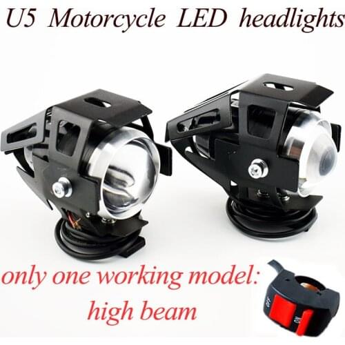 2Pcs Motorcycle headlamp U5 LED 125w 12v 3000LM Spotlight Driving Light Motorbike Fog Light auxiliary Lamp Headlight Offroad DRL