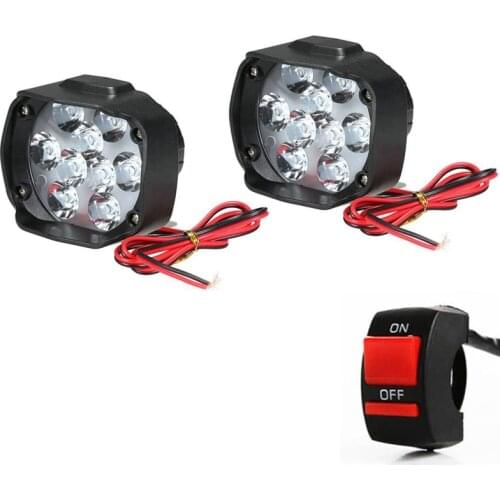 2Pcs Motorcycle Headlight White Bright 9 LED 6500K Working Spot Light Motorbike Fog Lamp 1500LM LED Scooters Spotlight