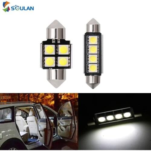 2Pcs High Bright Car Led Lights Festoon C5W C10W 31/36/39/41MM Auto Side Parking Bulbs License Plate Lamps White 12V 5w Diode