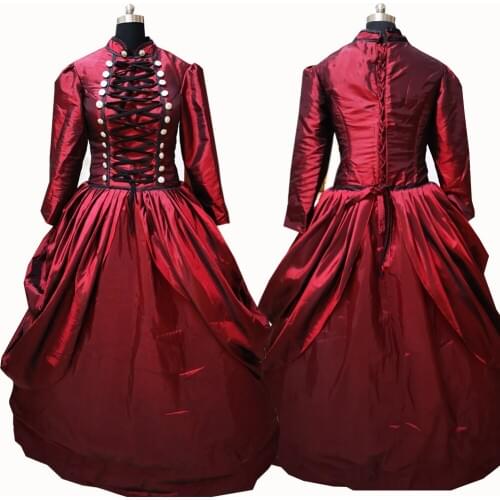 2021 New red victorian Halloween Cosplay dress Colonial Georgian Renaissance Gothic Historical dress D-352