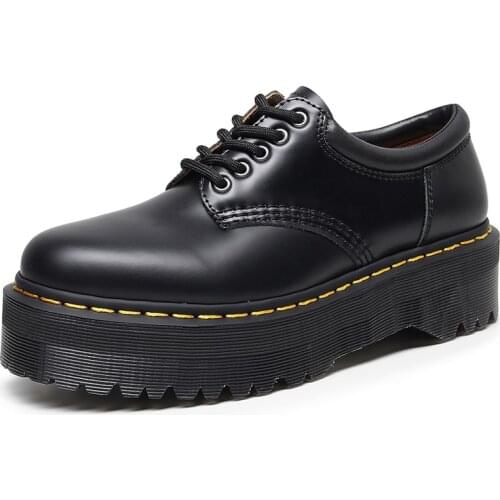 2021 Ladies High-quality Genuine Leather Cowhide Thick-soled Fashion Martin Shoes Low-top Casual Student Womens Leather Shoes