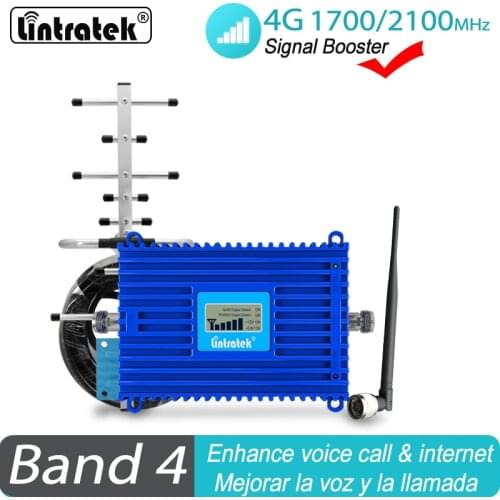 3G 4G 1700 Cellphone Signal Amplifier UMTS LTE Band 4 1700/2100mhz Booster 70dB ALC Repeater with 2 pcs Internal Antenna Set