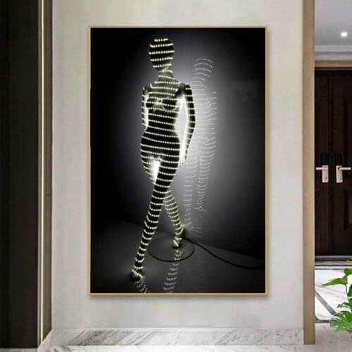 Abstract Art Women Thought Walk Sculpture Canvas Art Posters Prints Statue Oil Painting Wall Pictures for Living Room Cuadros