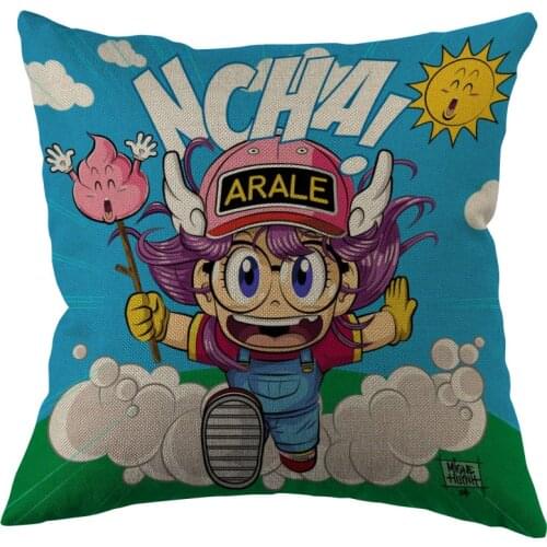 Arale Pillow Covers Cases Cotton Linen Zippered Square Decorative Pillowcase Outdoor, Office, Home Cushion 45x45cm One Sides
