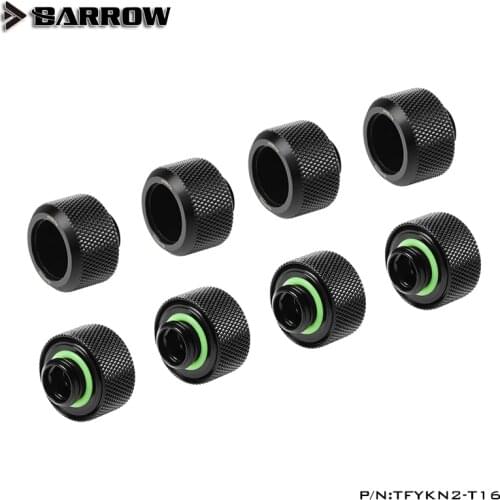 Barrow 8pcs/lot Hand Compression OD16mm Hard Tube Fitting / Rigid Tubing Water Cooling Metal Connector G1/4 Fitting PETG Acrylic