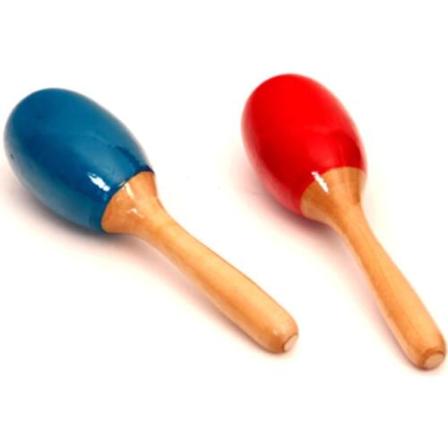 Free ship mini 2xchild kids natural Wood colorful maracas percussion rattle shaker musical instrument music toys educational