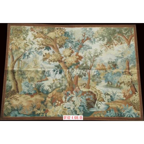 Free Shipping 4.6'X6.05'Handmade wool aubusson tapestry gobelin carpet, wall hanging tapestry wool tapestry paintings