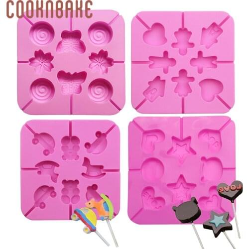 COOKNBAKE Silicone Mold for Candy Lollipop 8 cavity chocolate lollipops mould biscuit pastry cake decoration form with stick
