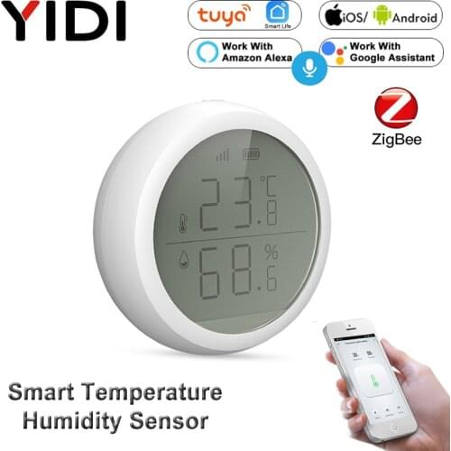 Tuya Smart ZigBee Temperature Sensor Humidity Meter Detector Monitor, Smart Life APP Thermometer Hygrometer, Alexa Google Home
