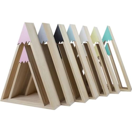 Nordic Style Baby Wooden Wall Mounted Triangle Floating Shelves