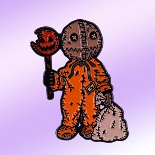 Sam Burst With Pumpkin Wand Halloween Brooch Pins Enamel Metal Badges Lapel Pin Brooches Jackets Fashion Jewelry Accessories