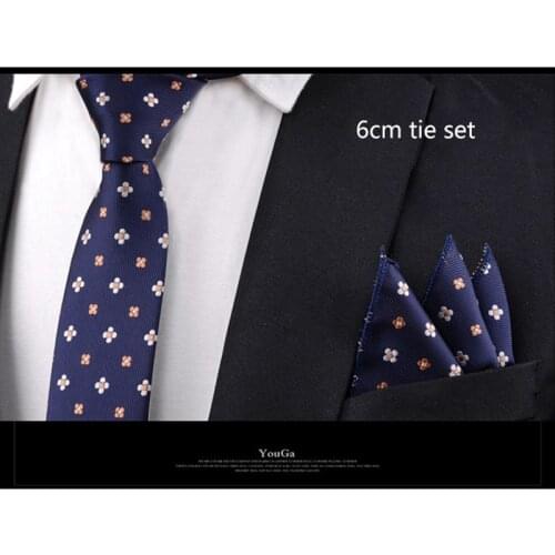 Ricnais Fashion Mens 6cm Printed Dot Tie Set Tie and Pocket Square Mens Casual Gift Business Wedding Party Formal Tie Suit