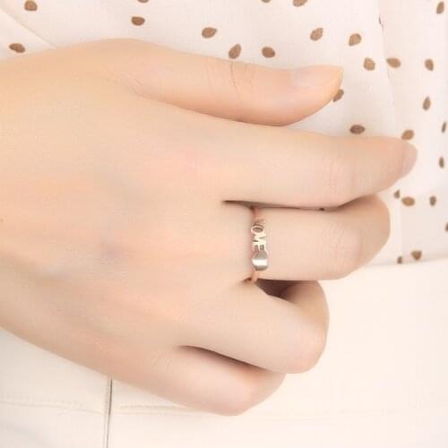 Korea Letter love Ring Sweet Ring Pendant Heart Ring For Girlfriend Woman Stainless Steel Rings Kpop Elegant Angel Ring Metal