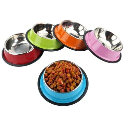 Pet Bowl Stainless Steel Non Slip Dog Cat Puppy Feeding Bowls Dishwasher Safe Outdoor Home