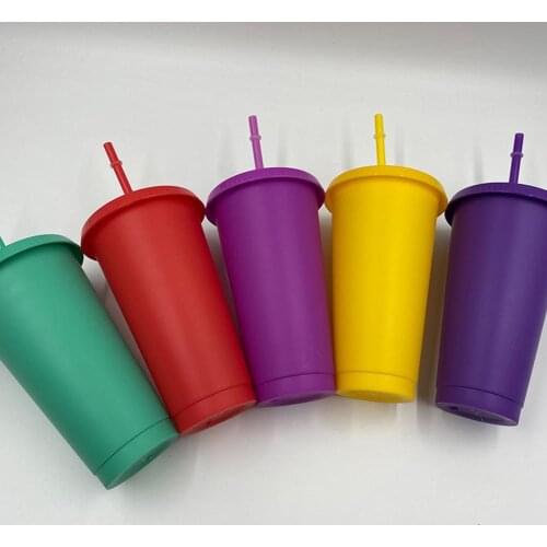 Reusable Cold Cups Plastic Tumbler With Lid Multi Color Straw Cup Christmas Gift Christmas Special For New Year Home