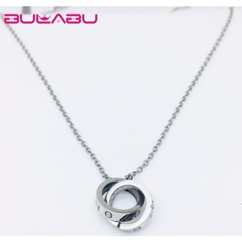 BULABU Fashion New Chain Pendant Necklace Titanium Steel Gifts Double Circle Tag Necklaces Femme Jewelry Accessories erkek kolye