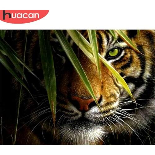 HUACAN Full Square/Round Drill Diamond Painting Animal Tiger Embroidery Cross Stitch Rhinestones Picture Decoration For Home