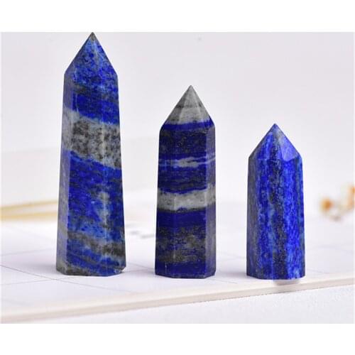 Natural quartz crystal blue lapis lazuli wand points tower for home decoration