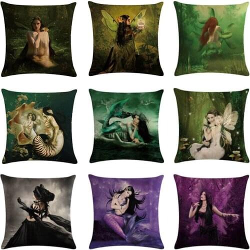 Cartoon Mermaid Cushion Cover Princess goddess Throw Pillow Cover Home Decoration For Sofa Car Chair 45*45cm Pillowcase