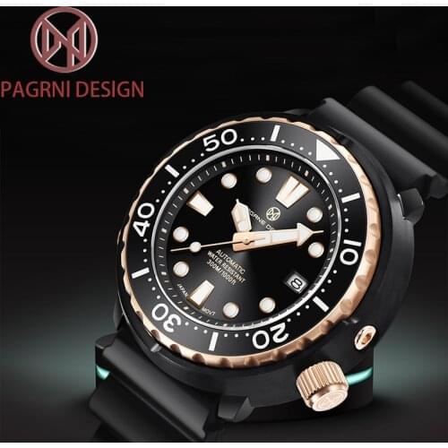 PAGRNE DESlGN new 2021 Automatic Mechanical Watch Brand Relógiomasculino45MM Top Sapphire Glass 100M Waterproof Watch Clock