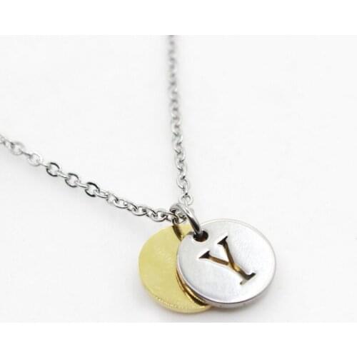 Stainless steel alphabet Y coin necklace letterr necklace pendant charms with 50cm Chains necklace men women Necklace Jewelry