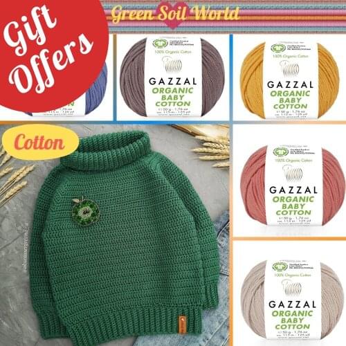 Gazzal Organic Baby Cotton 8 Ball Hand Knitting Yarn, 50 grams 165 meters, Acrylic, Medium, Thread, Crochet, Clothes, Sport, Cardigan, Blouse, Amigurumi, Quality, Hobby, Palmie Store, Made In Turkey - DIY